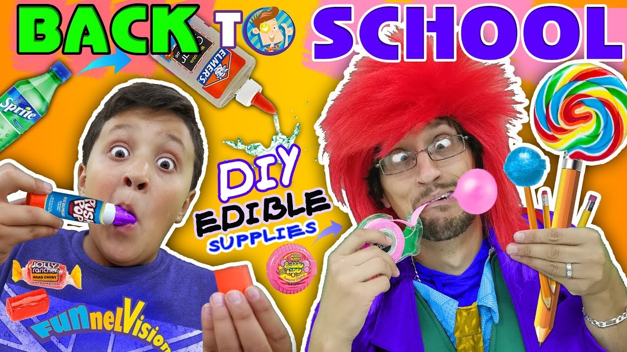 DIY EDIBLE SCHOOL SUPPLIES! Teacher vs  Supplies! FUNnel Vision Back to School Skit
