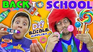 DIY EDIBLE SCHOOL SUPPLIES! Teacher vs Supplies! FUNnel Vision Back to School Skit