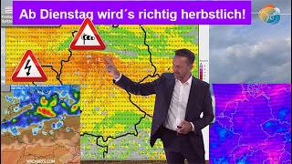 Kurz Wärme, Gewitter & Sturm, dann ab Dienstag richtig herbstlich! Wet