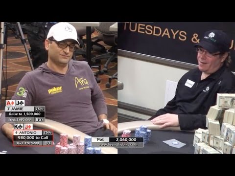 Antonio Esfandiari vs Jamie Gold, 2016 WSOPC Main Event ♠ Live at the Bike! Hand of the Night