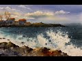 How to paint sea in watercolor painting demo by javid tabatabaei