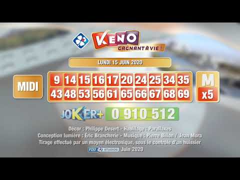 Tirage du midi Keno gagnant à vie® du 15 juin 2020 - Résultat officiel - FDJ