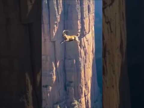 Mountain goat leaps across massive canyon without hesitation 😨