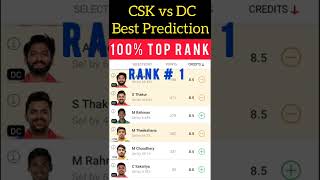 TEAM RANK #1 CSK VS DC BEST TEAM PREDICTION | DREAM 11 grand league winning tips | TATA IPL 2022