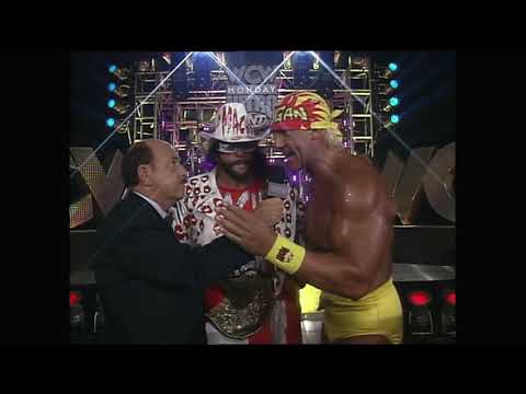Macho Man Randy Savage on winning WCW Heavyweight Title for 1st time. Hulk Hogan &  Giant Interrupt!