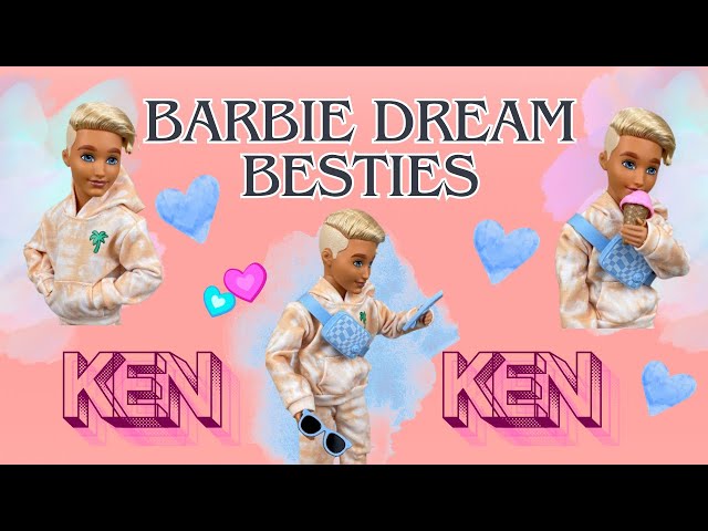Vídeo relacionado con Barbie Dream Besties Ken Muñeco y accesorios, muñeco de moda articulado con ropa intercambiable, pelo rubio y 9 accesorios de temática veraniega y skater, JDD75