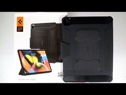 Spigen Rugged Armor Pro iPad Pro 12.9" Case 2021 (5th Generation) with Pencil Holder - Black