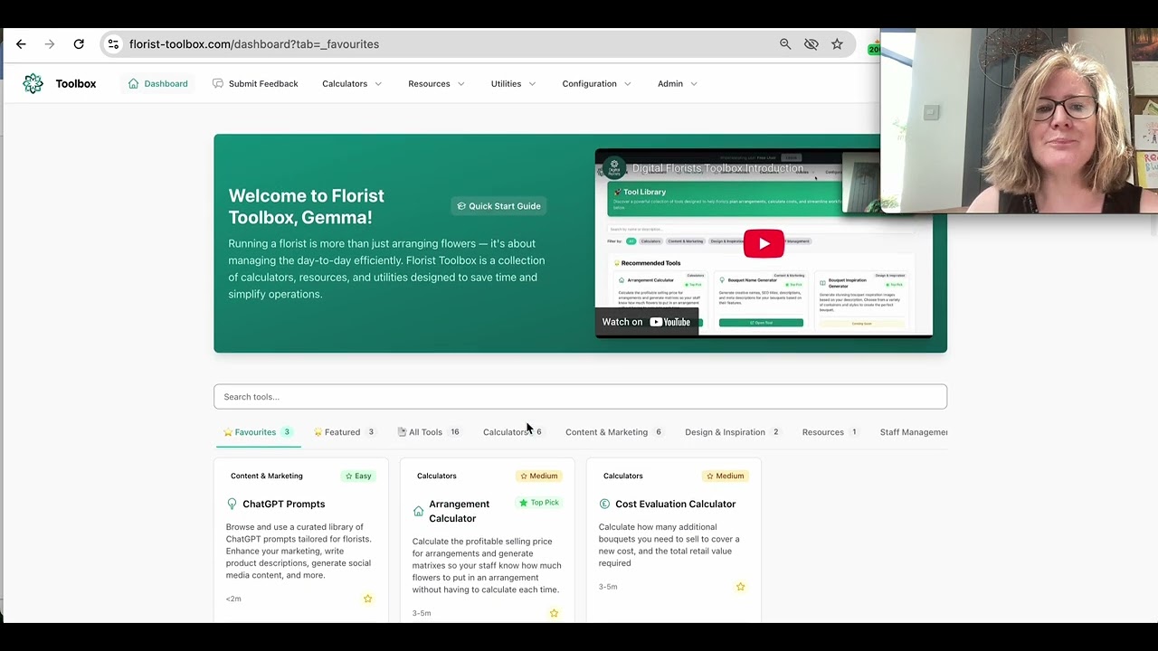 Preview of the Florist Toolbox demo video
