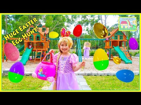 Easter Egg Hunt Surprise Toys Challenge for Kids on the Playground with Hailey as Princess Rapunzel