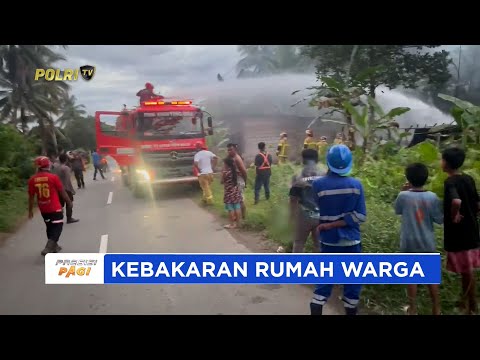 POLRES HALMAHERA TIMUR BANTU PADAMKAN KEBAKARAN RUMAH WARGA