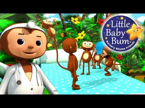 Five Little Monkeys Jumping On The Bed | Part 2 | Nursery Rhymes | by LittleBabyBum!