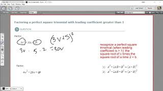 Factoring a perfect square trinomial with a leading coefficient greater than 1