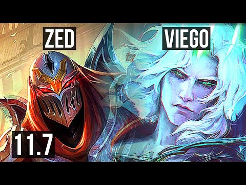 ZED vs VIEGO (MID) | Rank 4 Zed, 8 solo kills, 13/4/11 | KR Challenger | v11.7