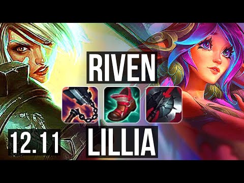 RIVEN vs LILLIA (TOP) | 11 solo kills, 1.4M mastery, Legendary | EUW Diamond | 12.11
