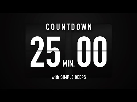 25 Minute Countdown Timer 🕙 Flip Clock with Simple Beeps 🔊🖤