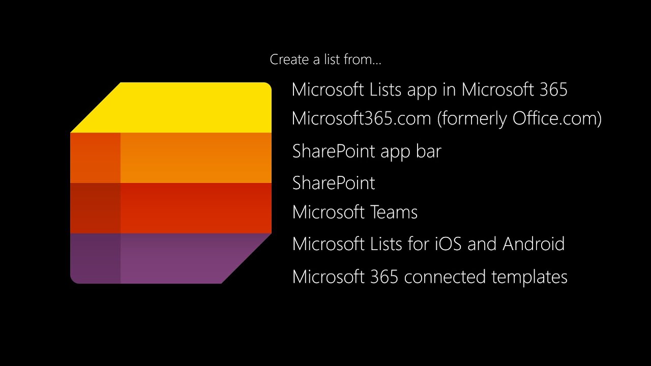 Create a list across Microsoft 365