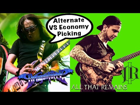 Alternate Picking Vs Economy Picking - DragonForce Herman Li & Jason Richardson All That Remains