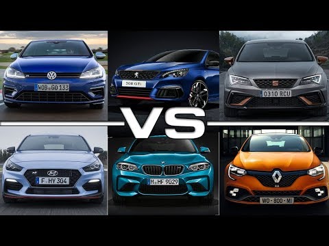 Volkswagen Golf R v Peugeot 308 GTi v Seat Leon Cupra R v Hyundai i30 N v BMW M2 v Renault Megane RS