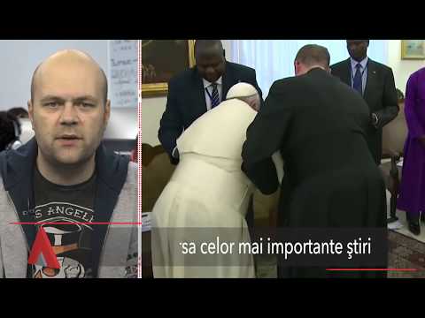 Știri Mediafax 12 Aprilie - Papa Francisc a sărutat picioarele liderilor din Sudanul de Sud