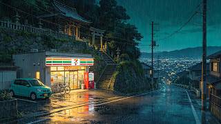 A Quiet Night In Japan ☔ Old Temple, Rainy Mountain Road & Warm Convenience Store Ambience