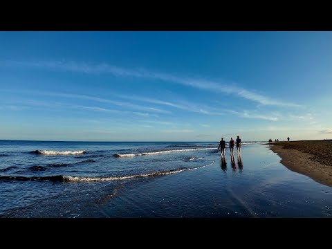WalkZen Playa del Inglés to Maspalomas Lighthouse Walking Tour Gran Canaria Sunset Beach Walk 4K