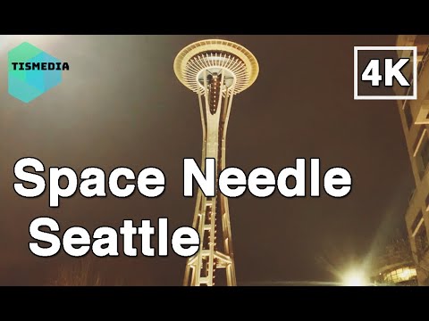 【4K】🇺🇸🌇Viewing at Space Needle at night in Seattle Downtown🎧, Washington, United States