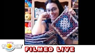 Scarf Construction - Using The Granny Square Game Squares - LIVE STREAM Crochet Party 69