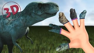 Finger Family Dinosaurs 3D | T-Rex Daddy Finger Nursery Rhyme 3D