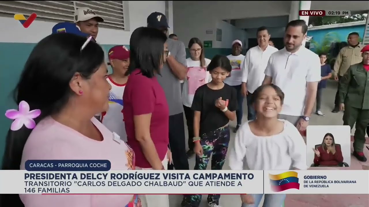 Delcy Rodríguez visitó el campamento Carlos Delgado Chalbaud en Coche