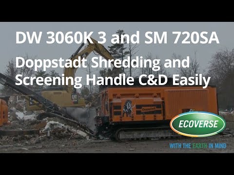 Doppstadt Shredder and Trommel Processing C&D Together