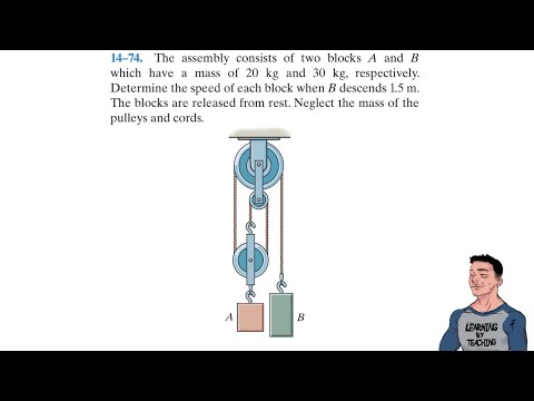 Dynamics 14-74| The assembly consists of two blocks A and B which have a mass of 20 kg and 30 kg