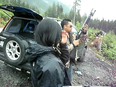 *Balkan song *  Russian SKS Rifle and 12 Gauge Shot Gun side by side firing.