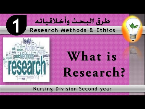 Research Methods and Ethics lecture 1 Formulating a Research Question صياغة السؤال البحثي