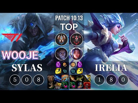 T1 Wooje Sylas vs Irelia Top - KR Patch 10.13