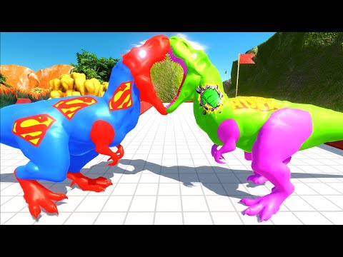 SUPERMAN T-REX vs HULK T-REX DEATH RUN HEAVEN - Animal Revolt Battle Simulator