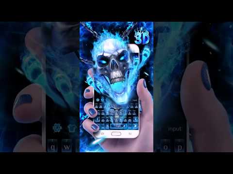 Horrible 3D Blue Flaming Skull Keyboard Video