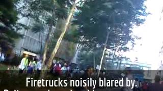 Crazy Fire Drill At Office Building.