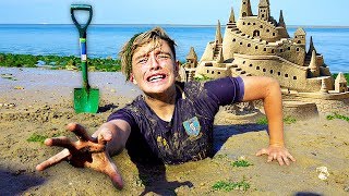 I Spent the Night in a Sandcastle & It was a HUGE Mistake... (24 Hour Challenge)