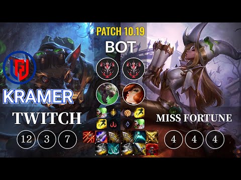 LGD Kramer Twitch vs Miss Fortune Bot - KR Patch 10.19