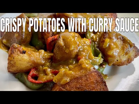 Spiced crispy roasted potatoes with tasty curry sauce/ how to make spicy crispy roasted potatoes