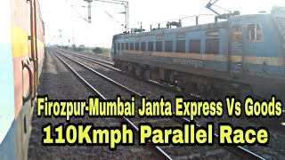 preview picture of video 'Parallel Race In Full Speed {Firozpur-Mumbai​ Central Janta Express}'