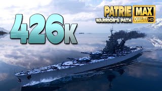 Super battleship Patrie with giantic 426k damage on map Warrior's Path