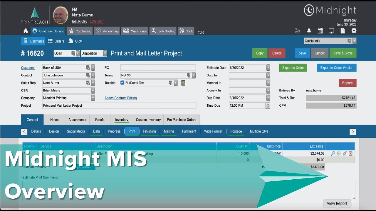 Midnight Print & Mail MIS Overview