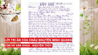 Tâm thư 12 - Lời tri ân CLB Tình Người của cháu Nguyễn Minh Quang (con HV Nguyễn Văn Khoa, Nguyễn Thị Thuỷ ở Thường Tín, Hà Nội)