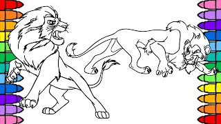 The Lion King Coloring Pages | Coloring Simba vs Scar Fight