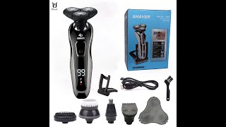 Electric Razor Men Grooming Kit Wet Dry Electric Shaver LCD Display Beard Hair Trimmer Rechargeable youtube video