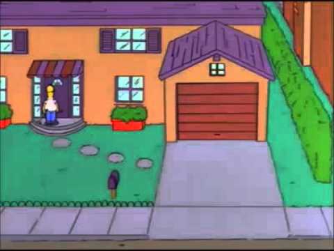 Homero persigue a Flanders/ los simpson