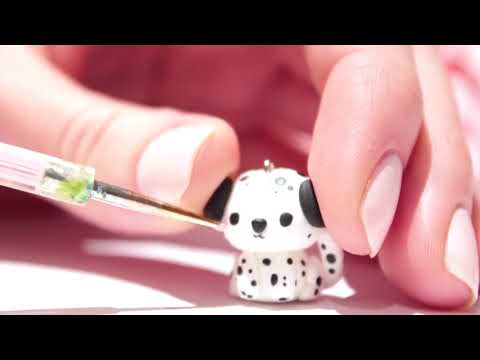 DIY hand made, clay dolls on fingertips, making cute Dalmatians decoration pendant