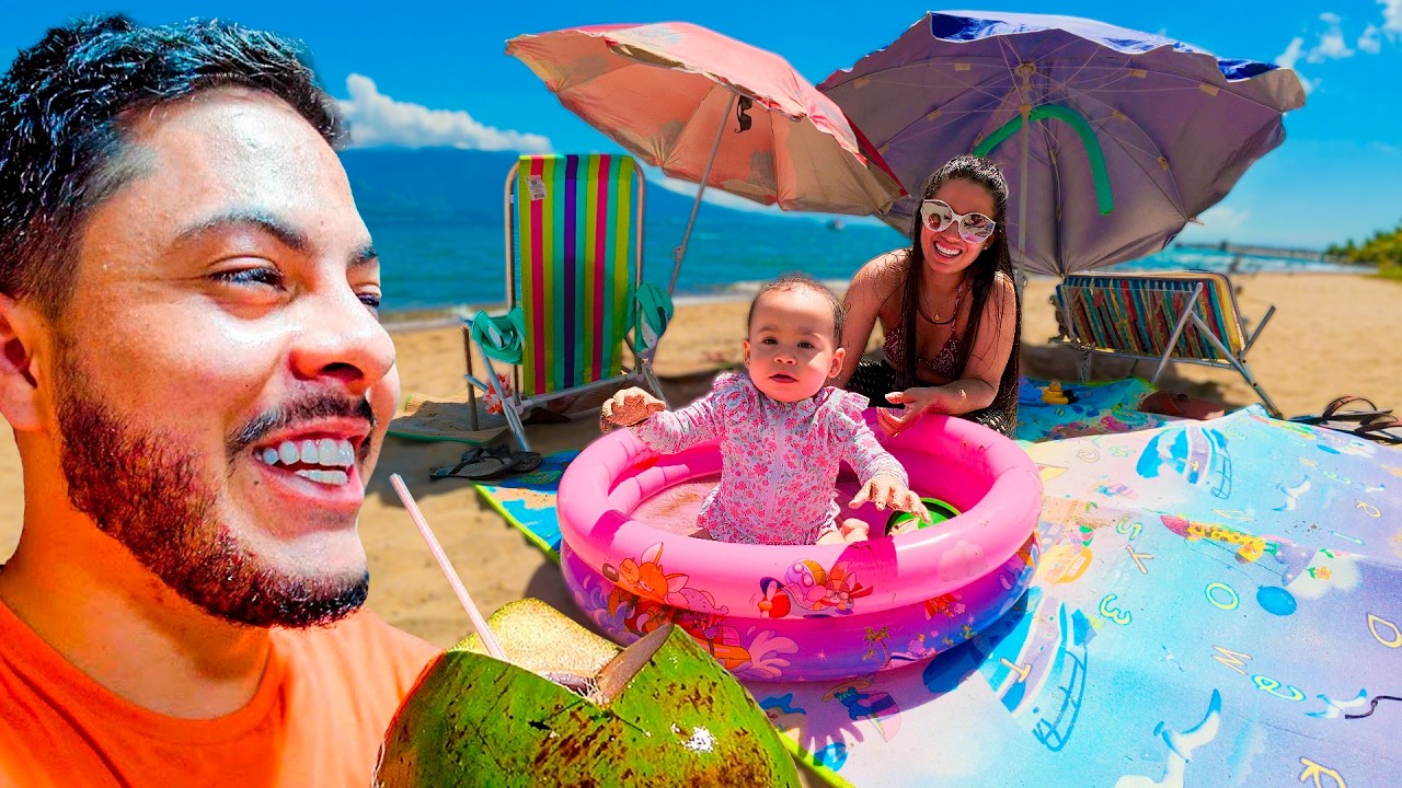 PRIMEIRA VEZ DA NOSSA FILHA NA PRAIA⛱️☀️ OLHA A REAÇÃO DELA!