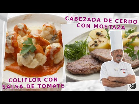 COLIFLOR con salsa de tomate y Cabezada de CERDO con mostaza // Recetas con Arguiñano
